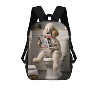 sinyumoney Mochila Escolar Infantil Impresa En 3D Poodle on The Toilet Mochila Mochilas Deportivas Para Niños Y Niñas Mochila De Moda 17inch