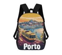 sinyumoney Mochila Escolar Infantil Impresa En 3D Porto Cityscape with Tram Mochila Mochilas Deportivas Para Niños Y Niñas Mochila De Moda 17inch