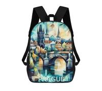 sinyumoney Mochila Escolar Infantil Impresa En 3D Prague Geometric Skyline Art - Charles Bridge Cityscape Mochila Escolar Infantil Mochilas De Viaje Mochilas De Moda Mochilas De Gran Capacidad 17inch
