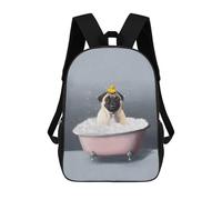sinyumoney Mochila Escolar Infantil Impresa En 3D Pug in A Bubble Bath 17inch Para Niños, Mochila De Viaje De Alta Capacidad, Mochila Escolar De Moda Para Niños