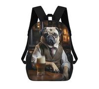 sinyumoney Mochila Escolar Infantil Impresa En 3D Pug in The Pub Mochila Mochilas Deportivas Para Niños Y Niñas Mochila De Moda 17inch