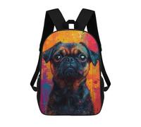 sinyumoney Mochila Escolar Infantil Impresa En 3D Pug Portrait with Colorful Splashes Animal Dog Pet Portrait Pop Art Style Mochila Mochilas Deportivas Para Niños Y Niñas Mochila De Moda 17inch