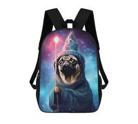 sinyumoney Mochila Escolar Infantil Impresa En 3D Pug Wizard Cute Pixel Art Mochilas De Viaje De Alta Capacidad Para Niños Mochilas De Libros De Moda Mochila Escolar Infantil 17inch