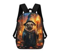 sinyumoney Mochila Escolar Infantil Impresa En 3D Pug Wizard Mochila Mochilas Deportivas Para Niños Y Niñas Mochila De Moda 17inch