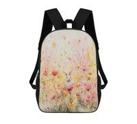 sinyumoney Mochila Escolar Infantil Impresa En 3D Rabbit in A Wildflower Meadow Mochilas Para Libros Mochilas De Viaje Informales Mochila De Gran Capacidad Para Niños 17inch