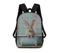 sinyumoney Mochila Escolar Infantil Impresa En 3D Rabbit in Bathtub Bathroom Art Mochila Escolar Infantil Mochilas De Viaje Mochilas De Moda Mochilas De Gran Capacidad 17inch
