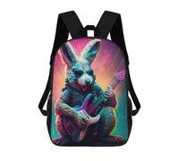 sinyumoney Mochila Escolar Infantil Impresa En 3D Rabbit Rock Star Guitarist Mochilas Para Libros Mochilas De Viaje Informales Mochila De Gran Capacidad Para Niños 17inch