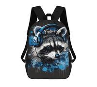 sinyumoney Mochila Escolar Infantil Impresa En 3D Raccoon DJ Headphones Art Print-2 17inch Para Niños, Mochila De Viaje De Alta Capacidad, Mochila Escolar De Moda Para Niños