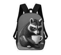 sinyumoney Mochila Escolar Infantil Impresa En 3D Raccoon Drinking Coffee Mochila De Viaje De Alta Capacidad Para Libros Mochilas De Moda Para Niños Mochila Escolar Informal 17inch