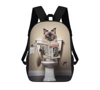 sinyumoney Mochila Escolar Infantil Impresa En 3D Ragdoll Cat on The Toilet Mochilas Para Libros Mochilas De Viaje Informales Mochila De Gran Capacidad Para Niños 17inch
