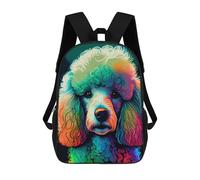 sinyumoney Mochila Escolar Infantil Impresa En 3D Rainbow Poodle Portrait Mochilas Para Libros Mochilas De Viaje Informales Mochila De Gran Capacidad Para Niños 17inch