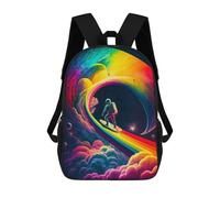 sinyumoney Mochila Escolar Infantil Impresa En 3D Rainbow Surfing in Space Mochilas De Moda Informales Mochilas Infantiles Mochila Informal Para Exteriores Bolsas De Viaje Bonitas 17inch