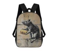 sinyumoney Mochila Escolar Infantil Impresa En 3D Rat Cheese Graffiti Banksy Mochila Mochilas Deportivas Para Niños Y Niñas Mochila De Moda 17inch