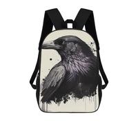 sinyumoney Mochila Escolar Infantil Impresa En 3D Raven Illustration Mochilas Para Libros Mochilas De Viaje Informales Mochila De Gran Capacidad Para Niños 17inch