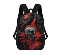 sinyumoney Mochila Escolar Infantil Impresa En 3D Raven on Skull Mochilas Para Libros Mochilas De Viaje Informales Mochila De Gran Capacidad Para Niños 17inch