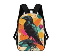 sinyumoney Mochila Escolar Infantil Impresa En 3D Raven on Vinyl Record Pop Art Mochilas De Viaje De Alta Capacidad Para Niños Mochilas De Libros De Moda Mochila Escolar Infantil 17inch