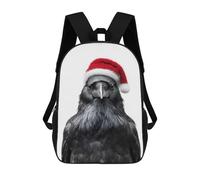 sinyumoney Mochila Escolar Infantil Impresa En 3D Raven Wearing A Santa Hat Mochila Mochilas Deportivas Para Niños Y Niñas Mochila De Moda 17inch