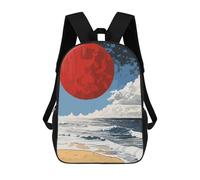 sinyumoney Mochila Escolar Infantil Impresa En 3D Red Moon Over Ocean Para Niños Mochilas De Viaje De Alta Capacidad Bolsas Para Libros Mochila Escolar Infantil Mochila 17inch