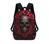 sinyumoney Mochila Escolar Infantil Impresa En 3D Red Roses Skull Para Niños, Mochila De Viaje De Alta Capacidad, Mochila Informal Para Niños 17inch