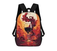 sinyumoney Mochila Escolar Infantil Impresa En 3D Red Wine Glass Mochilas Para Libros Mochilas De Viaje Informales Mochila De Gran Capacidad Para Niños 17inch