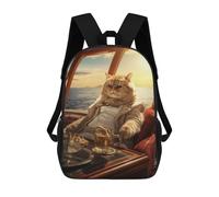 sinyumoney Mochila Escolar Infantil Impresa En 3D Rich Wealthy Cat Yacht Mochila Mochilas Deportivas Para Niños Y Niñas Mochila De Moda 17inch