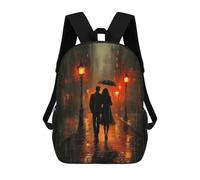 sinyumoney Mochila Escolar Infantil Impresa En 3D Romantic Rain Stroll in Charcoal Tones Mochilas Para Libros Mochilas De Viaje Informales Mochila De Gran Capacidad Para Niños 17inch