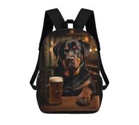 sinyumoney Mochila Escolar Infantil Impresa En 3D Rottweiler Pint of Beer Para Niños, Mochila De Viaje De Alta Capacidad, Mochila Informal Para Niños 17inch