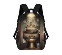 sinyumoney Mochila Escolar Infantil Impresa En 3D Royal Cat Reading Newspaper on Toilet 17inch Para Niños, Mochila De Viaje De Alta Capacidad, Mochila Escolar De Moda Para Niños