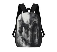 sinyumoney Mochila Escolar Infantil Impresa En 3D Ruined Gothic Architecture in Monochrome Mochilas Para Libros Mochilas De Viaje Informales Mochila De Gran Capacidad Para Niños 17inch