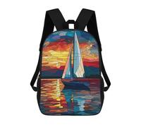 sinyumoney Mochila Escolar Infantil Impresa En 3D Sailboat Stained Glass Mochila Escolar Infantil Mochilas De Viaje Mochilas De Moda Mochilas De Gran Capacidad 17inch