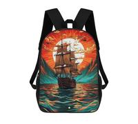 sinyumoney Mochila Escolar Infantil Impresa En 3D Sailing Ship at Sunset Mochila Mochilas Deportivas Para Niños Y Niñas Mochila De Moda 17inch