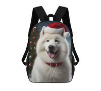 sinyumoney Mochila Escolar Infantil Impresa En 3D Samoyed Dog Xmas Mochila Escolar Infantil Mochilas De Viaje Mochilas De Moda Mochilas De Gran Capacidad 17inch