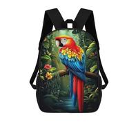 sinyumoney Mochila Escolar Infantil Impresa En 3D Scarlet Macaw in Jungle Mochilas Para Libros Mochilas Escolares De Viaje De Alta Capacidad Para Niños/estudiantes/adultos 17inch