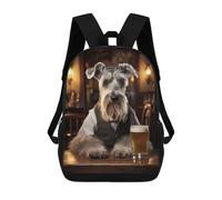 sinyumoney Mochila Escolar Infantil Impresa En 3D Schnauzer Dog in The Pub Mochila Mochilas Deportivas Para Niños Y Niñas Mochila De Moda 17inch
