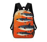 sinyumoney Mochila Escolar Infantil Impresa En 3D School of Fish on Orange Background Para Niños Mochilas De Viaje De Alta Capacidad Bolsas Para Libros Mochila Escolar Infantil Mochila 17inch