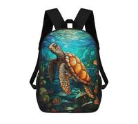 sinyumoney Mochila Escolar Infantil Impresa En 3D Sea Turtle Stained Glass Mochila Mochilas Deportivas Para Niños Y Niñas Mochila De Moda 17inch