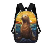 sinyumoney Mochila Escolar Infantil Impresa En 3D Seal Stained Glass Mochila Mochilas Deportivas Para Niños Y Niñas Mochila De Moda 17inch