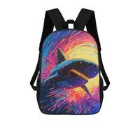 sinyumoney Mochila Escolar Infantil Impresa En 3D Shark in Neon Galaxy Mochila De Viaje De Alta Capacidad Para Libros Mochilas De Moda Para Niños Mochila Escolar Informal 17inch