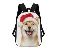 sinyumoney Mochila Escolar Infantil Impresa En 3D Shiba Inu Christmas Portrait Para Niños, Mochila De Viaje De Alta Capacidad, Mochila Informal Para Niños 17inch
