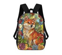 sinyumoney Mochila Escolar Infantil Impresa En 3D Shiba Inu Stained Glass Para Niños, Mochila De Viaje De Alta Capacidad, Mochila Informal Para Niños 17inch