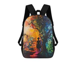 sinyumoney Mochila Escolar Infantil Impresa En 3D Silhouette of A Woman in A Colorful Forest Mochila Escolar Infantil Mochilas De Viaje Mochilas De Moda Mochilas De Gran Capacidad 17inch