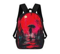 sinyumoney Mochila Escolar Infantil Impresa En 3D Silhouette Under Red Moon Mochilas De Viaje De Alta Capacidad Para Niños Mochilas De Libros De Moda Mochila Escolar Infantil 17inch