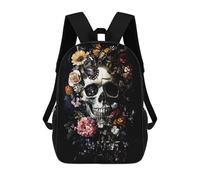 sinyumoney Mochila Escolar Infantil Impresa En 3D Skull And Flower Para Niños, Mochila De Viaje De Alta Capacidad, Mochila Informal Para Niños 17inch