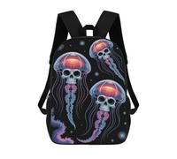 sinyumoney Mochila Escolar Infantil Impresa En 3D Skull Jellyfish in Space Para Niños, Mochila De Viaje De Alta Capacidad, Mochila Informal Para Niños 17inch