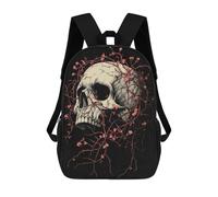 sinyumoney Mochila Escolar Infantil Impresa En 3D Skull with Cherry Blossoms Para Niños Mochilas De Viaje De Alta Capacidad Bolsas Para Libros Mochila Escolar Infantil Mochila 17inch