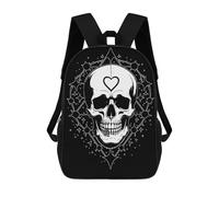 sinyumoney Mochila Escolar Infantil Impresa En 3D Skull with Heart Mochila Mochilas Deportivas Para Niños Y Niñas Mochila De Moda 17inch