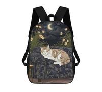 sinyumoney Mochila Escolar Infantil Impresa En 3D Sleeping Cat Under Moonlight Mochilas De Viaje De Alta Capacidad Para Niños Mochilas De Libros De Moda Mochila Escolar Infantil 17inch