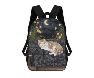 sinyumoney Mochila Escolar Infantil Impresa En 3D Sleeping Cat Under Moonlight Mochilas De Viaje De Alta Capacidad Para Niños Mochilas De Libros De Moda Mochila Escolar Infantil 17inch