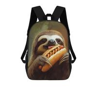 sinyumoney Mochila Escolar Infantil Impresa En 3D Sloth Eating Hot Dog Mochila Escolar Infantil Mochilas De Viaje Mochilas De Moda Mochilas De Gran Capacidad 17inch