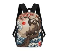 sinyumoney Mochila Escolar Infantil Impresa En 3D Sloth Great Wave Para Niños, Mochila De Viaje De Alta Capacidad, Mochila Informal Para Niños 17inch